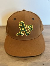 Oakland Athletics 59Fifty New Era MLB Hat Size 7-1/5 Baseball Brown Green Yellow