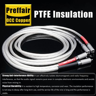 Rhodium Plated Audio Cable RCA Plug OCC Copper PTFE Insulation Noise Reduction