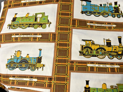 WAVERLY VINTAGE FABRIC ''CHOMIN DE FE'' TRAIN 48''WIDE X 3-1/2 YD
