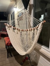Macrame Swing Chair for indoor and outdoor use. Includes hanging kit.