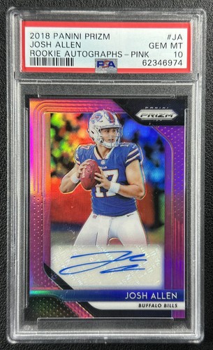JOSH ALLEN PSA 10 2018 PANINI PRIZM #RA-JA ROOKIE AUTO PINK RC BILLS SP GEM MINT