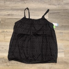 Swim By Cacique Lightly Lined No Wire Black Lace Style Tankini Top Plus Size 26