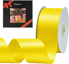 Solid Color Double Faced Yellow Satin Ribbon 2" X 25 Yards, Ribbons Perfect for