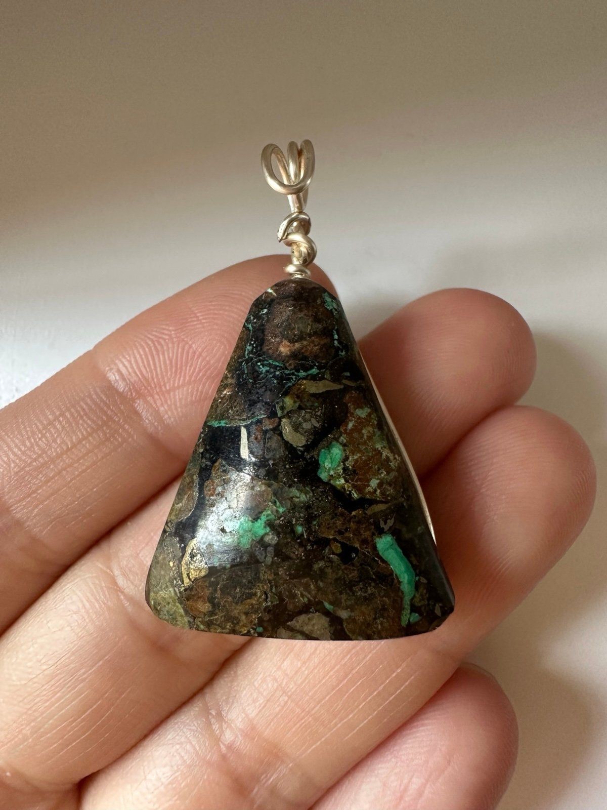 Handmade triangle shape gemstone pendant - image 2