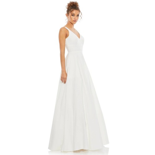 MacDuggal White Ball Gown Wedding Dress Minimalist NWT Size 14 - Picture 2 of 5