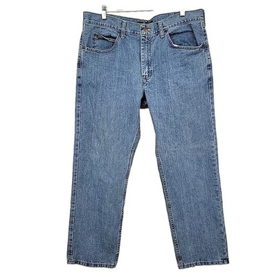 Lee Mens Jeans Size 38x30 Regular Fit Straight Leg Light Blue Wash Nice