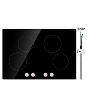 30 in 4 Burner Induction Cooktop Electric Countertop Burner Knob Control 6600W