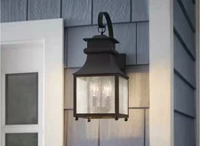 Home Decorators 13654 18" 2-Light Matte Black Outdoor Wall Light with Seeded Gla