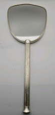 Vintage Silver Tone Hand Mirror With Floral Design Backing