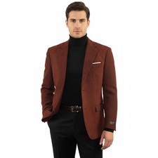 Men's Zacchi Sport Coat Patch Elbow Chenille Velveteen Bryan Rust 74529