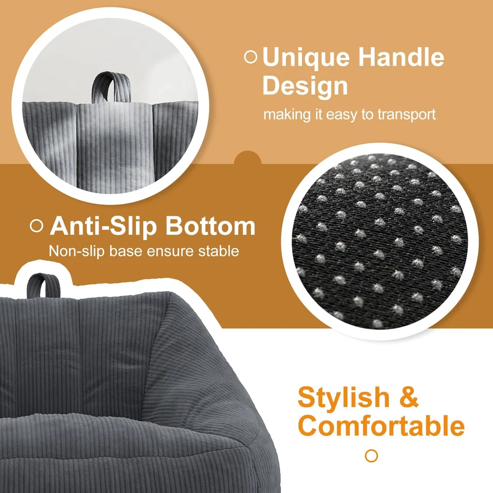 Sillas Bean Bags para Adultos, Grande Cómodo Sofá Pana Beanbag con Apoyabrazos... Foto 4 de 4