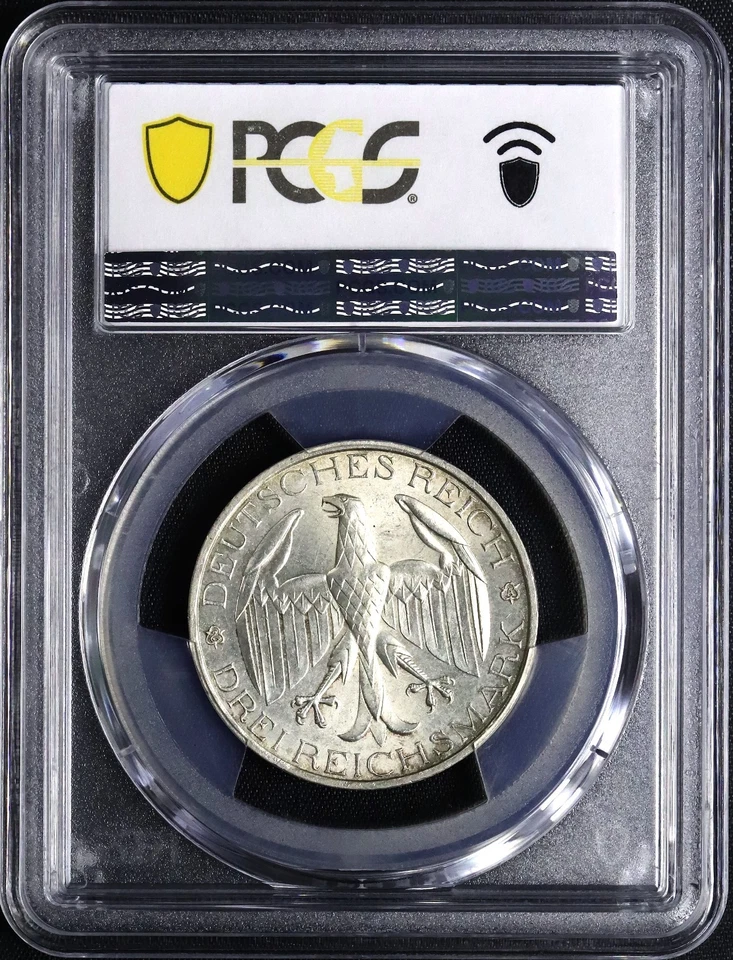Weimarer Republik 3 Reichsmark 1929 A Waldeck PCGS MS64 - Bild 2 von 2