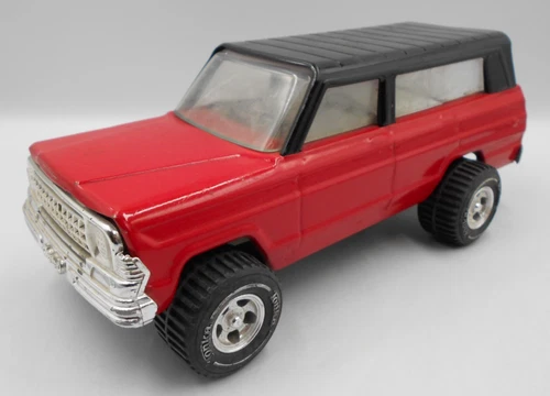 Vintage TONKA JEEP WAGONEER  9" inch Red & Black Pressed Steel *Read*