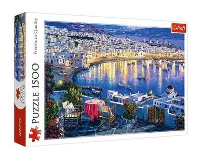 Puzzle 1500 el. Mykonos o zachodzie słońca