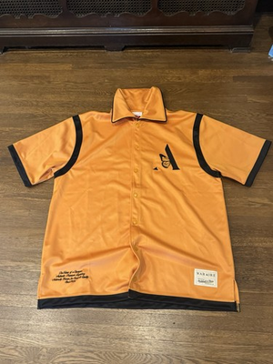 #ad #ad MITCHELL NESS X WARAIRE BLACK FULL SNAP SHOOTING SHIRT Medium Orange Rare $70.00