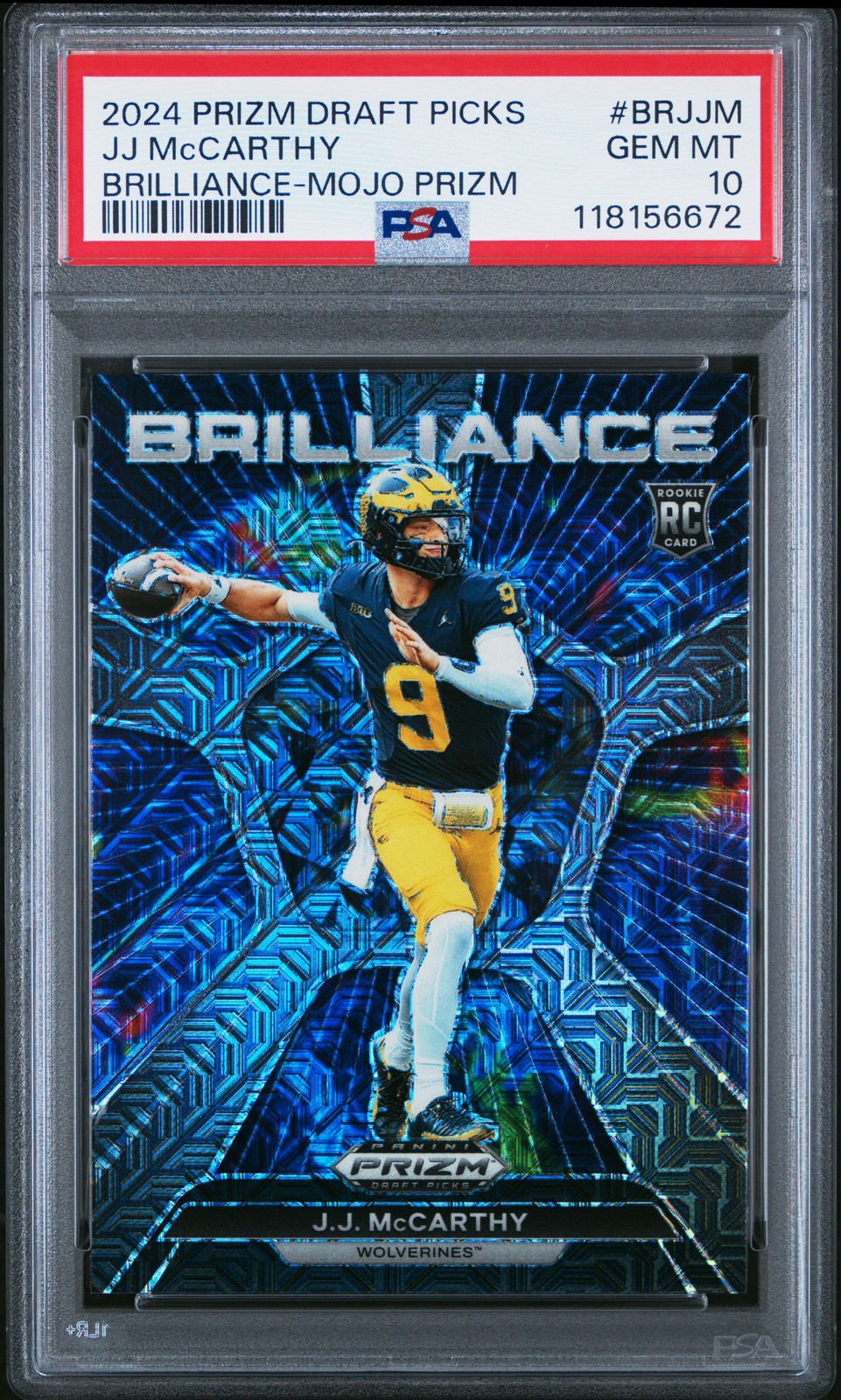JJ McCarthy Panini Prizm Draft Picks Brilliance #BRJJM Mojo Prizm