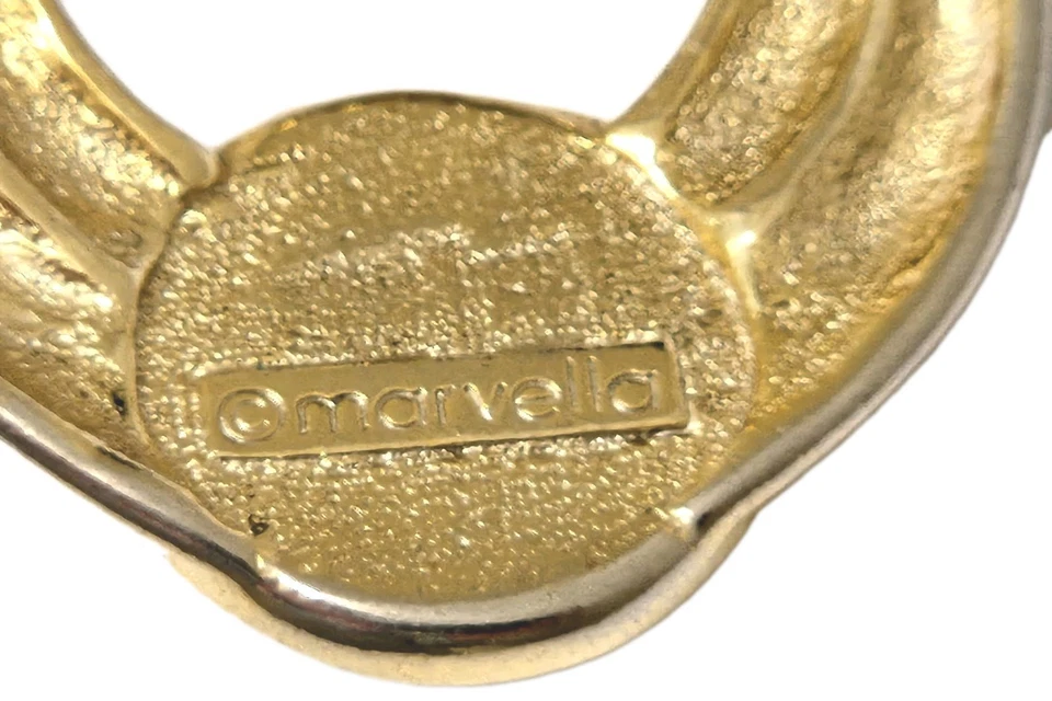 Vintage Marvella Signed Gold Pearl Door Knocker Pierced Dangle Drop Earrings - Image 2 of 4