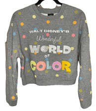 Disney 100 Years Polka Dot Embroidered Wonderful World Of Color Sweatshirt Sz S