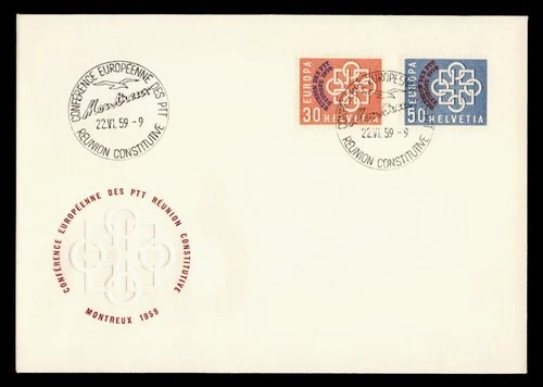 DR WHO 1959 SWITZERLAND FDC EUROPA OVPT COMBO M77869