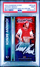 JOHNNY BENCH 2023 Diamond Icons Black PolychromatINK AUTO SILVER RED🔥1/5 PSA 9