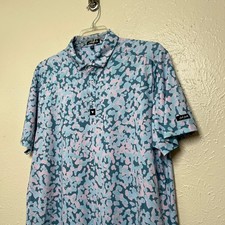 Bad Birdie Shirt Mens XL Blue Polo Splatter Golf Performance