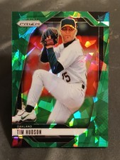 2025 Panini Prizm✨Green Cracked Ice Prizm✨#5 Tim Hudson - Oakland Athletics 