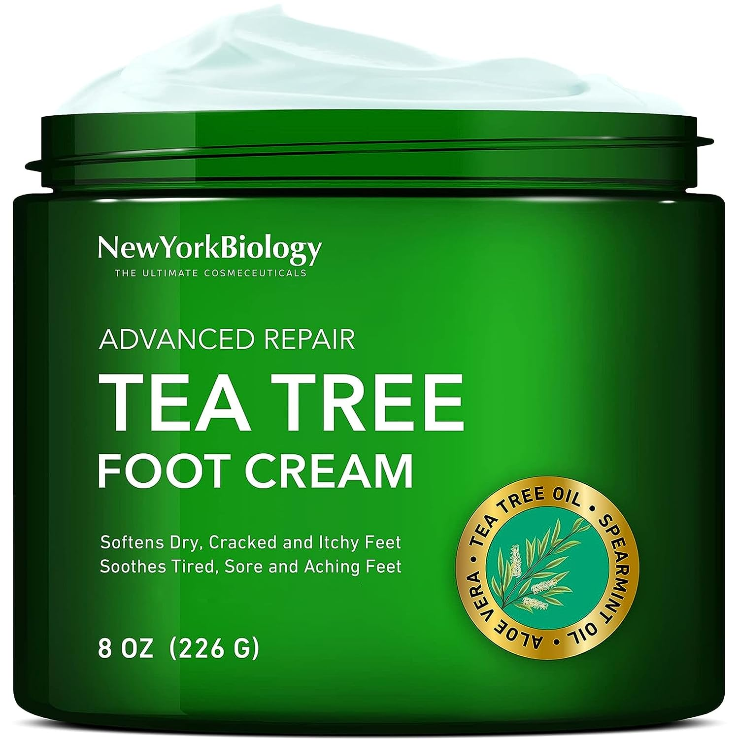 New York Biology Tea Tree Oil Foot Cream for Dry Cracked Feet, Athletes Foot,...