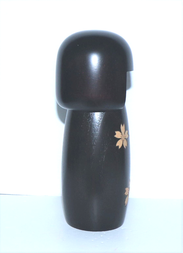 USABURO JAPANESE WOODY CRAFT KOKESHI WOODEN DOLL BROWN 7" ETCHED NEW IN BOX - Picture 3 of 9