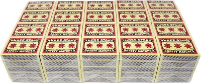 Swedish Camping Matches Three Stars Safety Matches 100 small boxes
