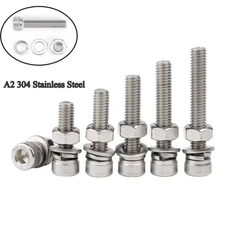 M2 M2.5 Allen Bolt Hex Socket Cap Screws With Nuts & Washers A2 Stainless Steel