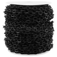 Cable Chain - 5x7mm Link - Dark Black Color - 30 100 Feet - Bulk Craft Spool