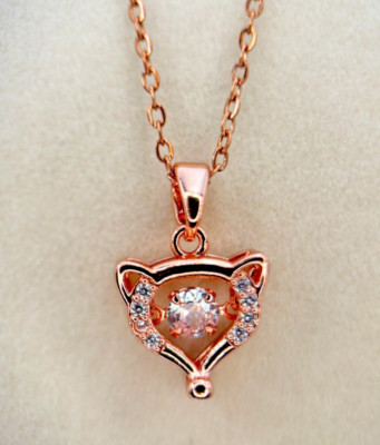 Fifth Ave Rose Gold Rhinestone Little Fox Pendant Necklace