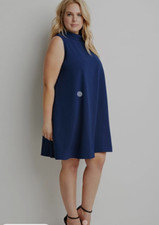 Forever 21 Plus Size Navy neck funnel crepe dress XL