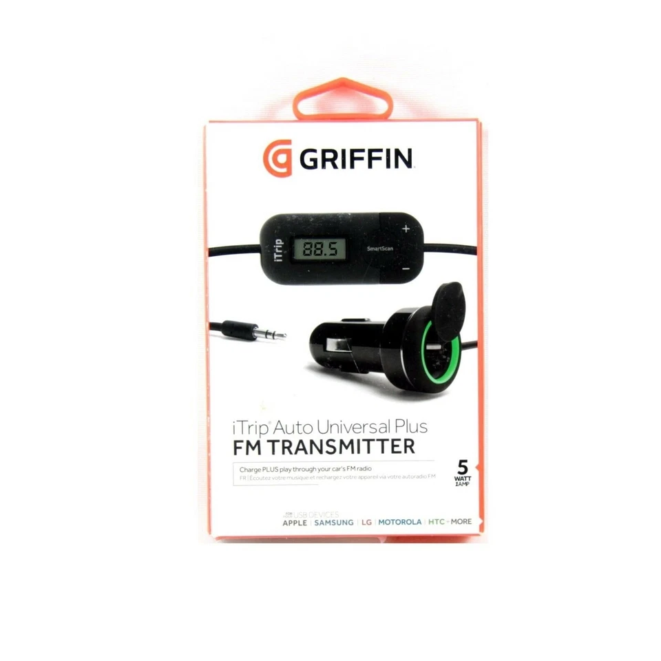 GRIFFIN FM TRANSMITTER ITRIP UNIVERSAL PLUS AUX CHARGER BLACK *NEW #2* NA22046 - Image 2 of 3
