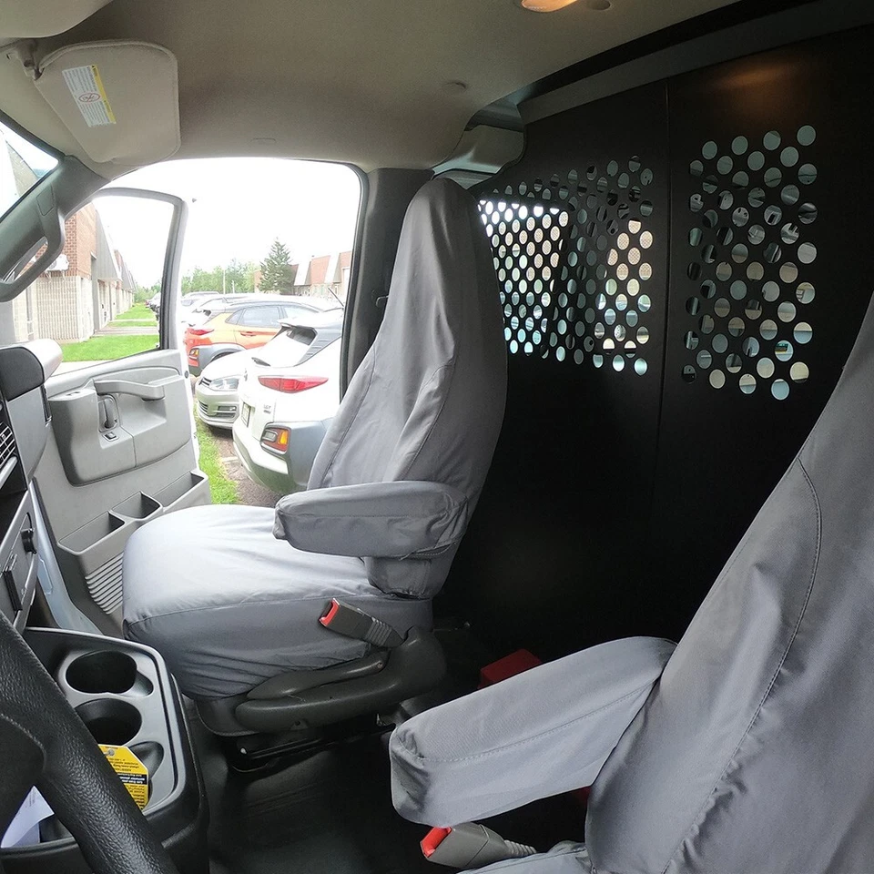 Par de fundas de asiento delanteras Chevrolet Chevy Express 2010 a 2015 personalizadas GRIS SC459G Foto 4 de 4