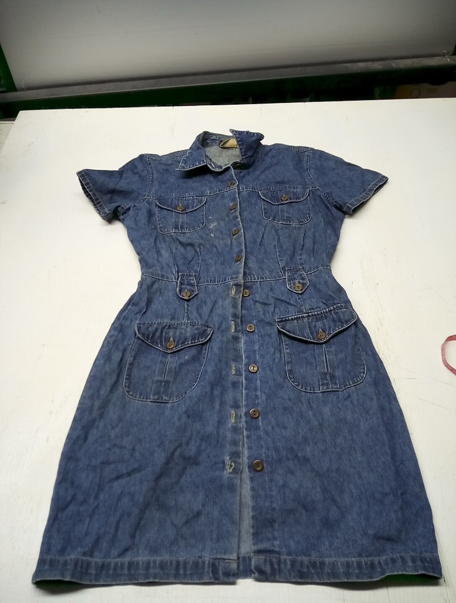 Vintage St. John's Bay Denim Jean Dress Button Front 90's Y2K