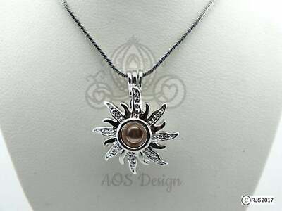 Rapunzel Sun Pearl Cage Necklace Silver Tangled Locket Solar Eclipse Charm
