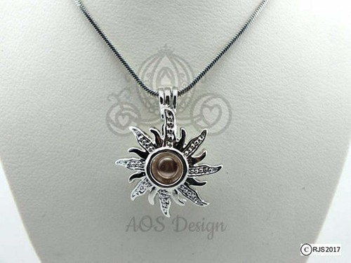 Rapunzel Sun Pearl Cage Necklace Silver 