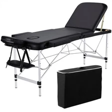 Aluminium Professional Massage Table Adjustable Portable Lashing Bed 3 Folding