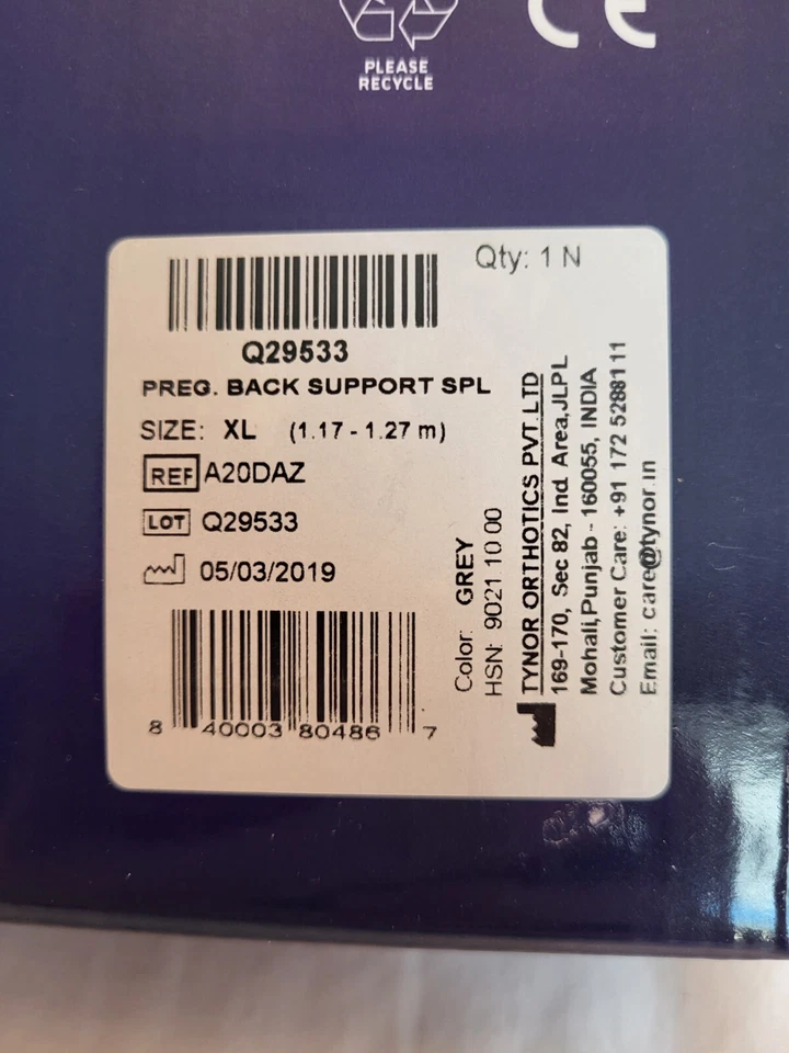 Nuevo en Caja Cinturón Soporte Espalda Embarazo Tynor, Cinturón Talla XL Foto 4 de 4