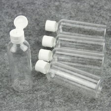 10 x Flip Plastic Clear Bottle 100ml Travel Lotion Liquid Shampoo Mini Container