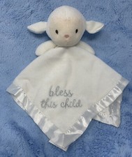 Stepping Stones Bless this Child White Lamb baby security blanket velour satin 2