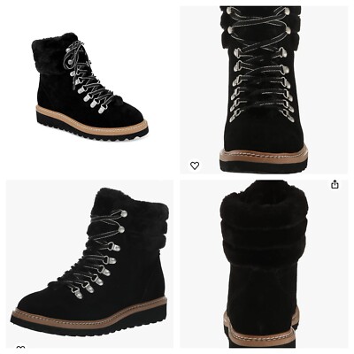 Splendid Evita Womens Black Suede Faux Fur Hiking Boots Size 8