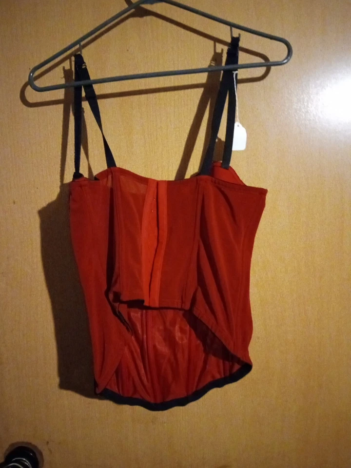 Cacique UNDERWIRE Lined RED Bustier BODICE Corset Bra Top 18-20 W/BLACK ACCENTS - Image 4 of 4