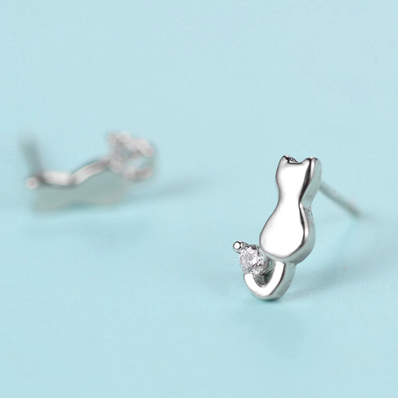 Mini Ohrstecker Sterling Silber 925 Katze Damen Ohrringe - Bild 4 von 4