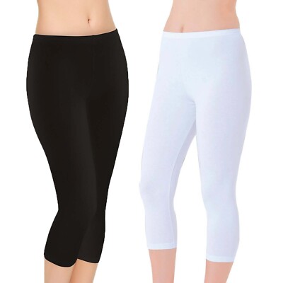 Damen Capri Leggings 3 Viertel MODAL dehnbar Active Wear weich uni Qualität Paket