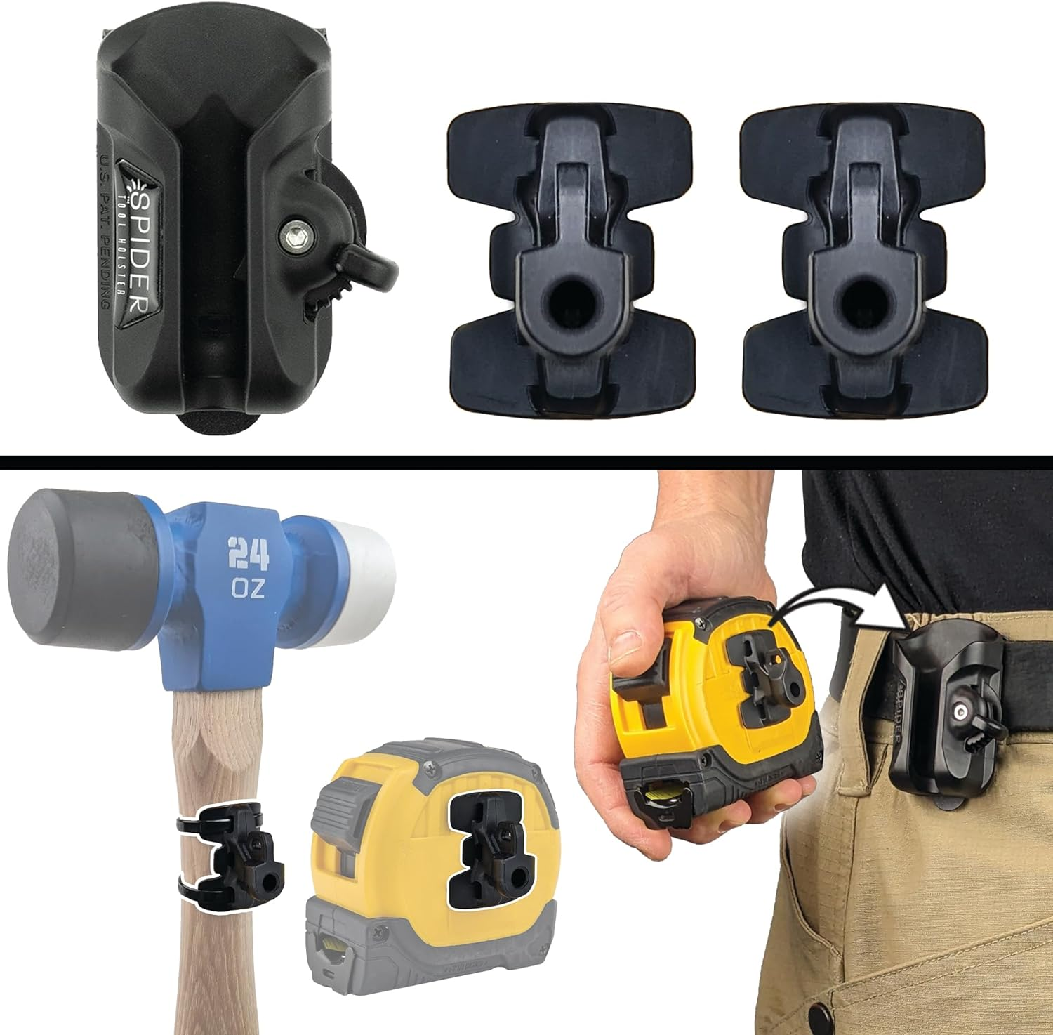 Upgraded Self-Locking Tool Holster Kit for Tape Measure and Hammer - Pro Multi-Purpose Design