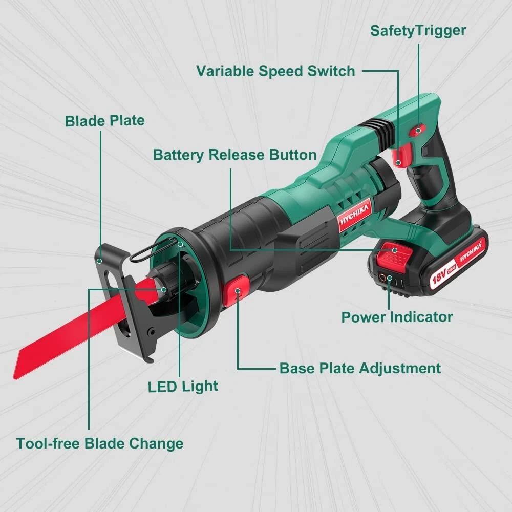 Reciprocating Saw HYCHIKA 18V Cordless Saw with 0 2800 SPM