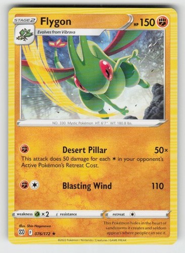 Flygon 076/172 Rare Brilliant Stars Near Mint