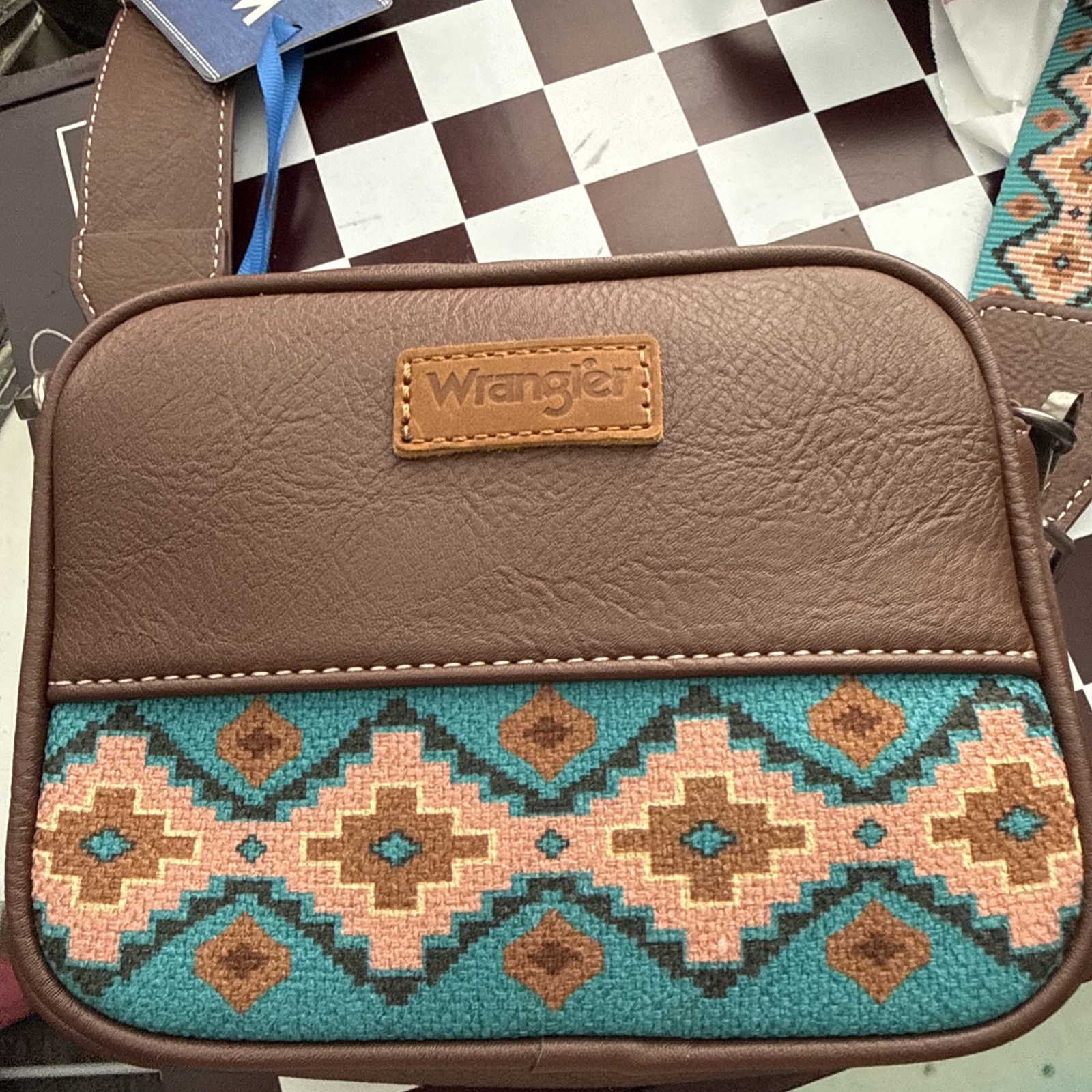 Wrangler Aztec Women's Crossbody Purse Brown Western